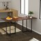 Industrial Dining Table 60 Inch Rubber Wood Top Iron Frame Brown